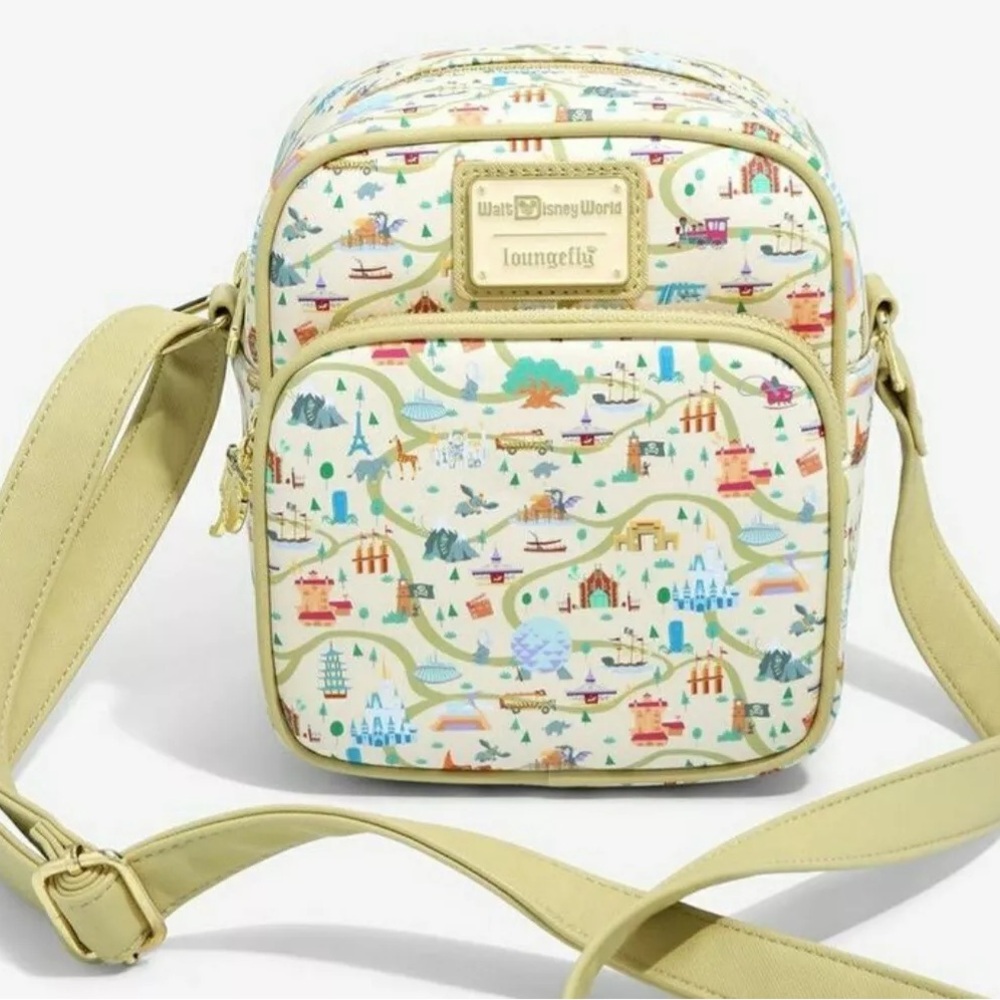 Loungefly Disney 50th Anniversary Maps Crossbody Bag NWOT Park Icons